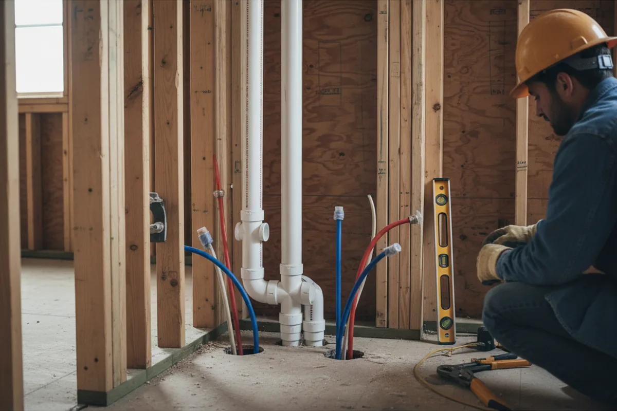 Drain and supply rough-in during Sump Pump Repair in Elberton